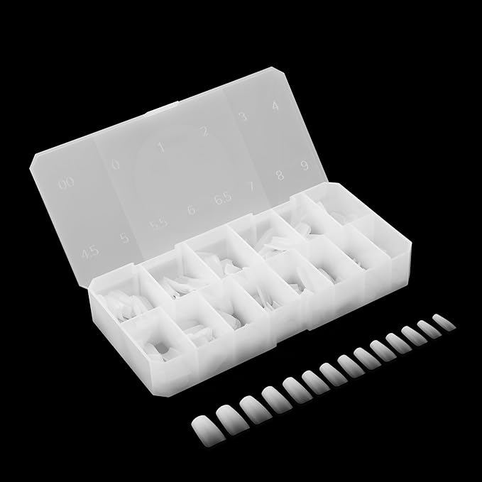 Apres Ombre Gel-X® Box of Nail Tips, 14 Sizes 00-9, Premium Quality (Natural Square Short, 210 Count)