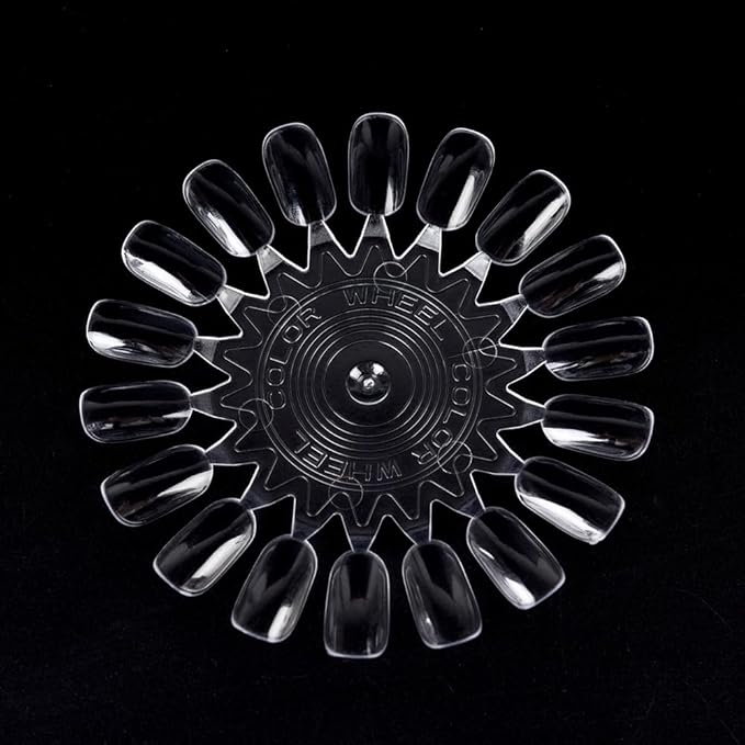 20Pcs False Nail Swatches Wheels for 360 Color Nail Tips Acrylic Nail Art Polish Display Nail Practice Tips Board for Manicure, Home DIY/Nail Art Salon Show, Clear