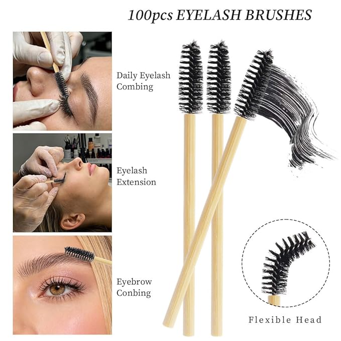 300 Pack Disposable Spoolies Brushes Sets Mascara Wand Lip Brushes Cotton Swab for Eyebrow Eyelash Extension Tattoo Lipstick Applicator