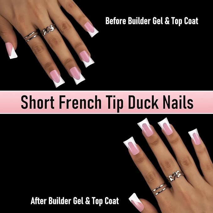 Short Duck Nail Tips French Press on Nails Full Cover Duck Feet Fake Pink Matte False Acrylic Nails for DIY Manicure 12 Sizes 240pcs