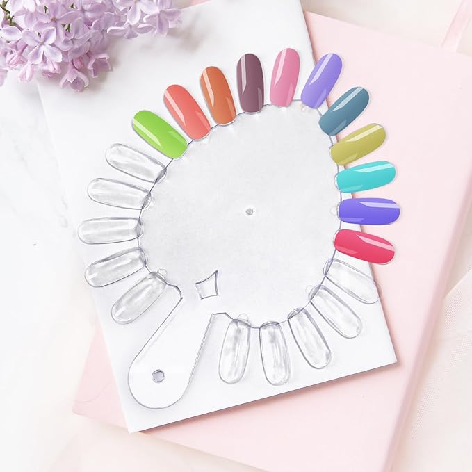 20Pcs Nail Swatches Wheels Heart - Shaped Nail Display Color Sample Swatch Wheel Nail Art Color Tester Wheels with 21 Tip for DIY & Salon Nail Polish Color Show