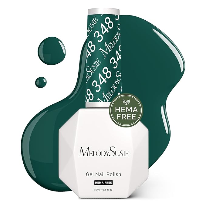 MelodySusie Hema Free Gel Nail Polish, 0.5 Fl Oz Thick Green Gel Polish, Non Toxic, Long Lasting, Soak Off UV Nail Polish, Manicure Nail Design Salon DIY Nail Art at Home 348
