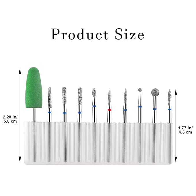 10pcs Nail Drill Bits Set for Manicure, Diamond Bits Drill Kit for Nails Professional Russian Cuticle Removal Bits Manicure Set Professional for Home Salon