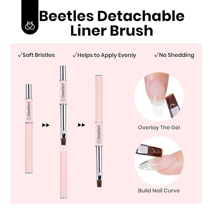 Beetles HEMA-Free Hard Gel for Nails-2 Pcs 1 oz 9 in 1 Clear & Jelly Nude UV & LED Lamp Cured Sculpting Gel for Nail Extension & Nail Repair with Flat Nail Brush High Hardness Nails for Pros Women
