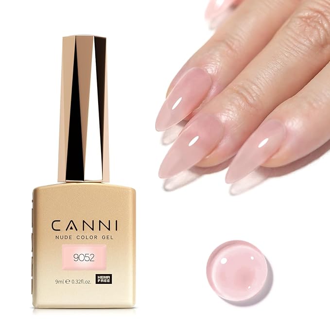 CANNI Jelly Nude Pink Gel Nail Polish, 1Pcs Sheer Clear Pink Gel Polish Translucent Milky Color High Gloss Soak Off U V Nail Manicure Salon DIY