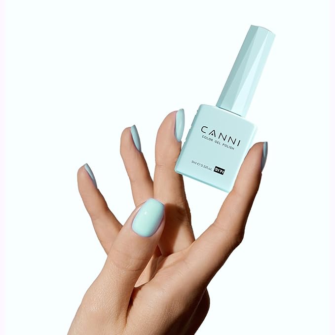 CANNI Mint Green Gel Nail Polish, 1Pcs Light Pastel Green Gel Polish Lime Mint Color Soak Off U V Nail Manicure Salon DIY at Home