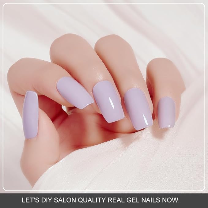 Arte Clavo Semi Cured Gel Nail Strips, 20 Pcs Gel Nail Stickers with UV Light Required, Salon Quality, Long Lasting, Easy Apply and Remove (Light Purple)