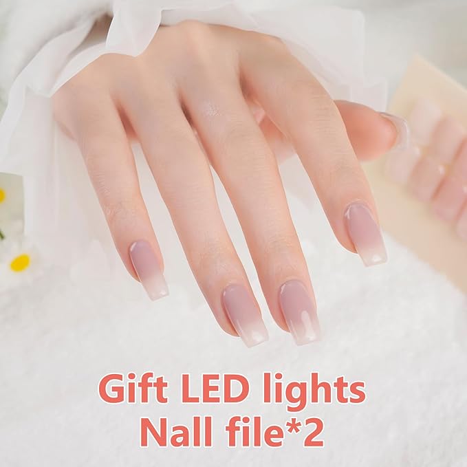 One step Gel nail polish Kit -6 Colors Top Coat Color Gel Base 3-In-1 Soak Off UV Gel Polish Kit for Home DIY & Birthday Gifts for Women | Ice naked Clear pink Latte nude