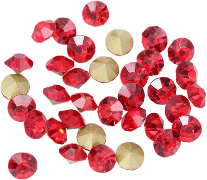 1440pcs Rhinestones Round Point Back Crystal Gem Glass Diamante Rhinestones Nail Art Decoration Jewelry Finding Beads Craft Gems (Red, 2.5mm)