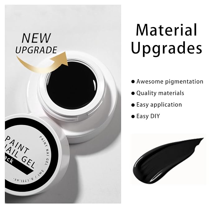 Gel Paint For Nails Art, Paint Nail Gel For French Tip Tool Design For Home Salon DIY Gel Nail Art (Dark Black, M)