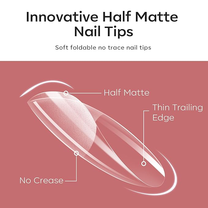 modelones 500PCS Extra Short Oval Round Nail Tips with 3PCS Nail Glue Gel