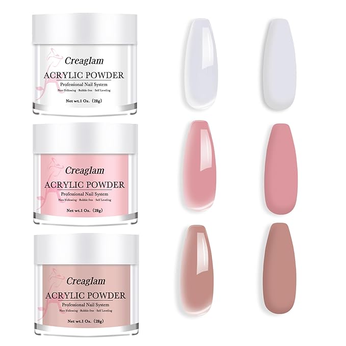 Super Nail Acrylic Powder: 3 Pcs 28g Cover Pink Polymer for 3D Art Carving French Extension - Clear Dark Pink Professional - No Need Lamp