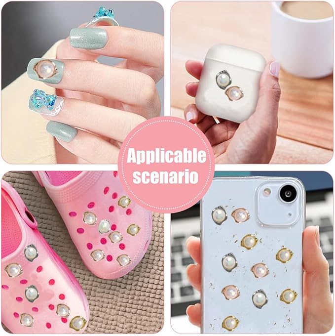 20Pcs Nail Charms Retro Baroque Pearl Nail Charms for Acrylic Nails AB Pearl Beads Metal Nail Jewels 3D Irregular Alloy Nail Pearls Nail Art Charms for Nail Beauty Design Decoration Craft Jewelry DIY