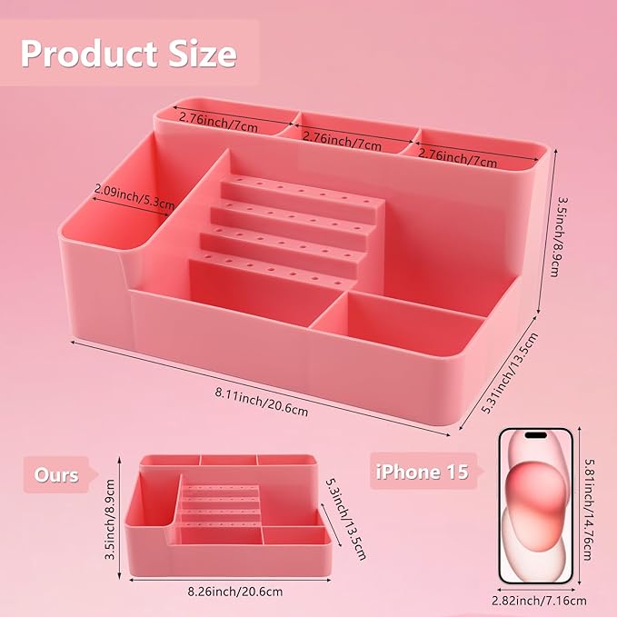 Nail Drill Holder & 28 Holes Nail Drill Bits Holder, Transparent Acrylic Nail Drill Machine Storage Box, Professional Nail Drill Organizer Case for Manicure tools (Pink02)