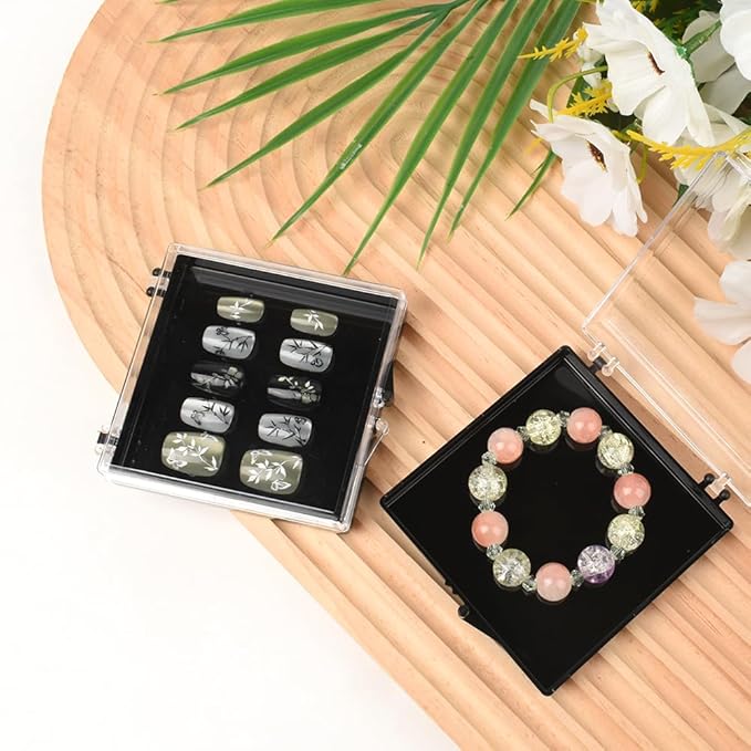 Press On Nail Storage Box Set 15PCS Fake Nail Container Packing Box With Adhesive Double Sided Tape, Storage Pad for Nail Art Storage (Not Include Press On Nail)