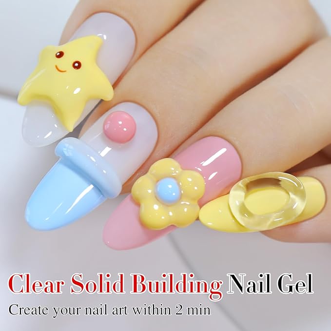 Double Rhythm 3D Nail Gel Clear Solid Sculpting for Art Non-Sticky Hard Gel for Building Carving Molding Nail Extension Soak Off UV/LED Nail Art Salon Home DIY 0.5 Oz (Clear)