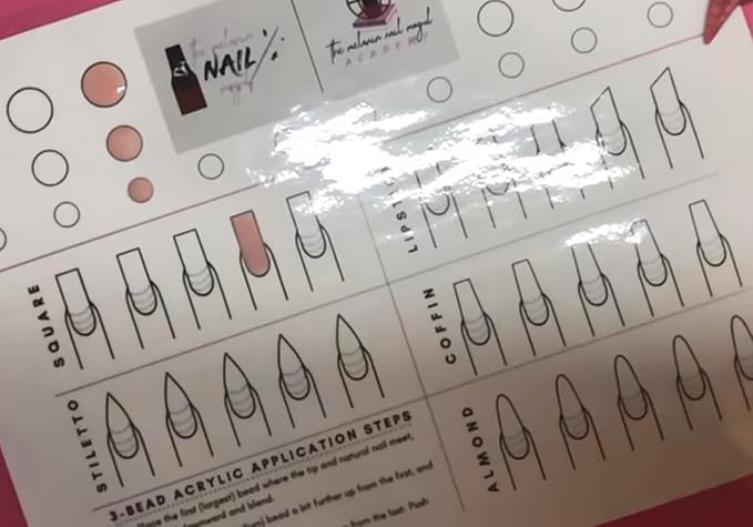 Nail Art Practice Sheet reusable Nail Art training mat Acrylic Nail sculpting Art stencil Guide French Tip Nail art worksheet 3D Nail design training sheet, Practice how to do acrylic Nail art (8)