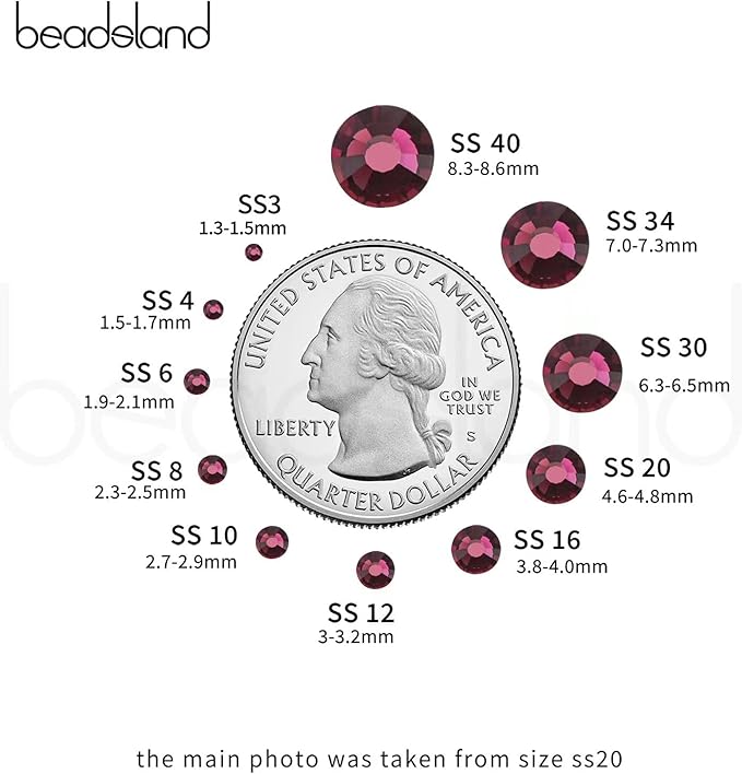 Beadsland 2880pcs Flat Back Crystal Rhinestones Round Gems for Nail Art and Craft Glue Fix, Amethyst, SS20,4.6-4.8mm