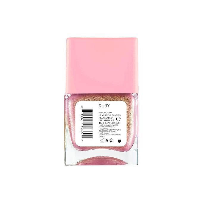 Nails Inc 45 Second Speedy Gloss, Ruby, Pink Shimmer, Metallic, No Chip, Long Lasting, Quick Dry, Air Dry, Professional Manicures & Pedicures, Fingernails & Toenails, Vegan Nail Polish, 0.47 Fl Oz