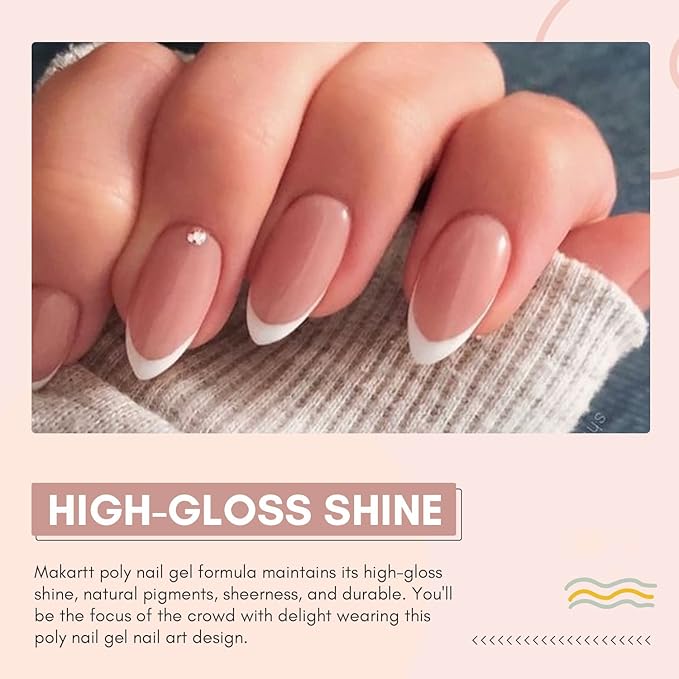 Makartt Nude Nail Extension Gel Kit – 50ML Siesta Natural Builder Gel with No Wipe Top Coat, Soak-Off UV LED Set for Spring & Summer Nail Designs