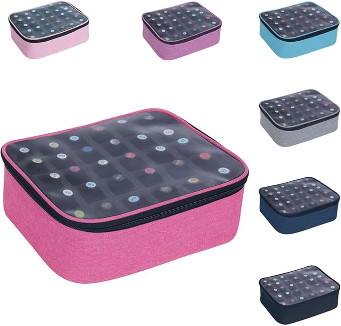 Small Clear Nail Polish Organizer Holds 30 bottles(15ml-0.5fl.oz) Nail Polish Case Multifunctional Nail Polish Bag organizer, Cosmetic Travel Makeup Cases for Women Rose Red