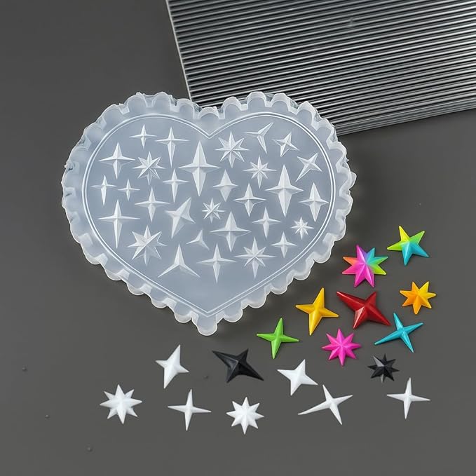 2 Pcs Star Silicone Nail Art Molds for Women Resin Nail Design