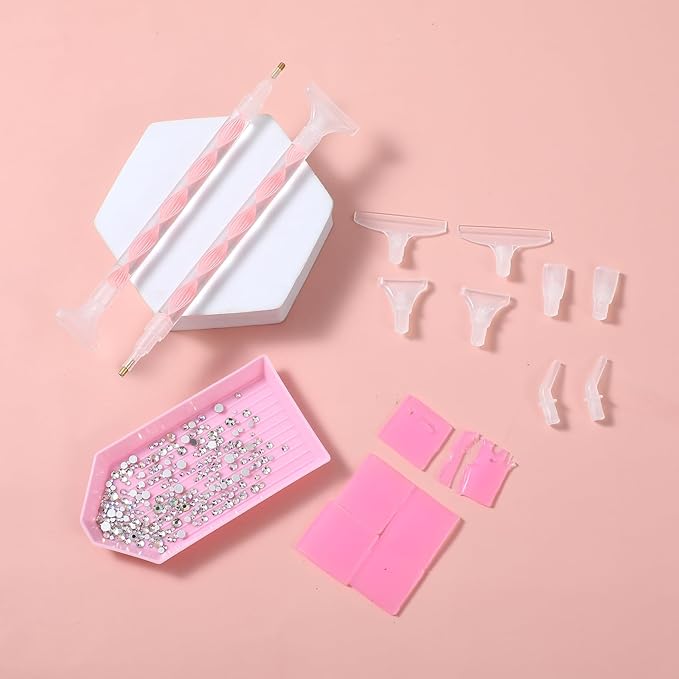 Rhinestone Pickup Tool Set: 2 Pcs Rhinestone Picker Handles Dual-Ended Rhinestones Applicator Dotting Tool Pen Shiny Diamond Dot Drill Pen for DIY Home Nail Salon