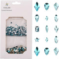 820pcs Flatback Crystals Aquamarine Glass Rhinestones for Nail Art Decoration DIY Crafts Non-hot Fix Mix Size Round Gem Beads Bulk Set Pack