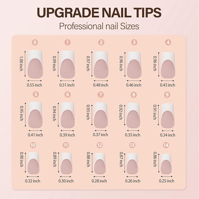 Vansiho French Gel Nail Tips, 150Pcs Long Square Press on Nails, No Need to File 3 in 1 Pre-French Gel Tips for Nail Art DIY 15 Sizes