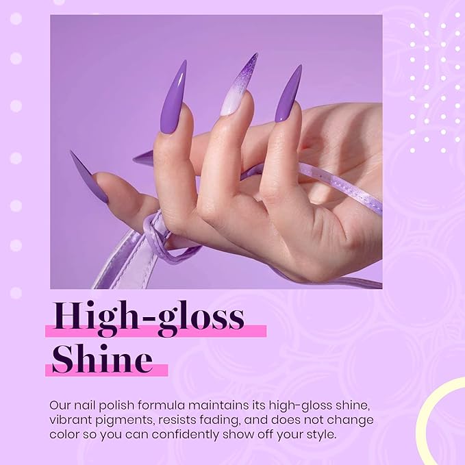 Beetles Purple Gel Polish - Grape Vine 6 Colors Purple Lavender Dark Lilac Glitter Pink Nail Polish Soak Off Uv LED Gel Nail Kit Salon Diy Nail Art Manicure Home Valentines Spring Gifts for Women