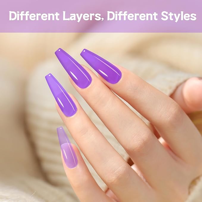 ADHERE Jelly Gel Nail Polish Set 12ML, 9 Transparent Colors Sheer Gel Polish with Blue Green Red Purple and Pink Nail Polish for Nail Salon DIY Home Christmas Holiday Gift Set