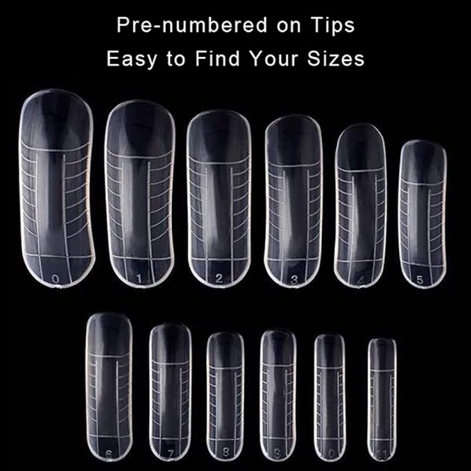 240PCS Dual Forms Nail Mold for Poly gel UV Gel 12 Size With Scale