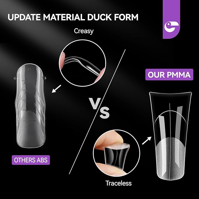 Gelike EC Duck Dual Forms for Extension: 120 Pcs Color Nail Form, 12 Size Nail Forms For Builder, Half Matte Gel Forms For Manicure Art Design Salon Diy