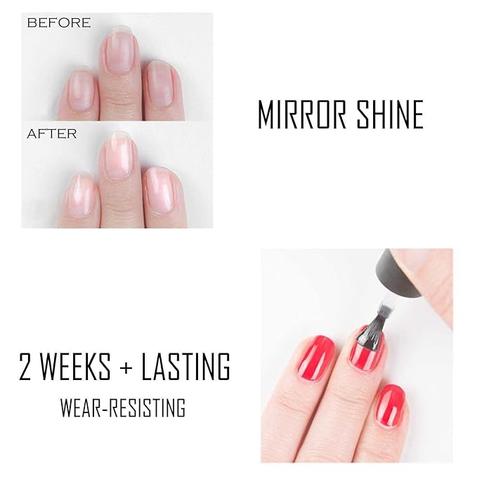 Vishine Long Lasting Soak Off Nail Polish Base + Top Coat Set Gel 15ml