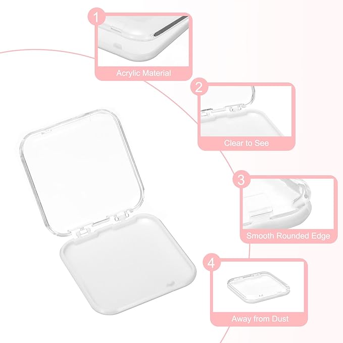 uxcell 20 Pcs Press on Nail Storage Box with Adhesive Double Sided Tape, Acrylic Nail Display Box for Nail Salon Home Storage Supplies, Clear/White