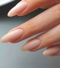 Morily Press on Nails Medium - Nude Almond Fake Nails Solid Color Pink Glossy False Fingernails in 15 Sizes, Long Stick on Nails for Women - 30Pcs