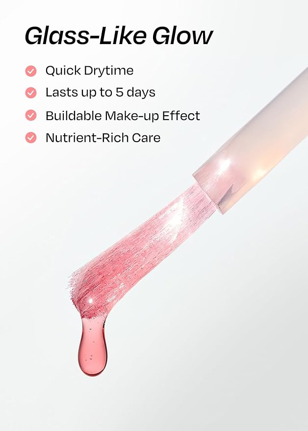 ohora Natural Glow Water Syrup Nail Strengthener (Strawberry) - Tinted Nail Hardener for Brittle, Damaged Nails, Quick-Dry Glossy Finish, Nail Repair & Growth, 15 mL
