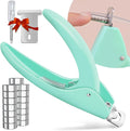 Green Adjustable Nail Clippers with Magnet Sizers for Acrylic Nails, Professional Stainless Steel Fake False Nail Tip Sharp Clipper Cutter Trimmer, Manicure Tool for Salon Home Nail Art