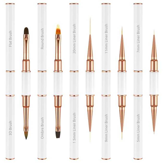 5 Pcs Double Ended Nail Art Brush Professional Dotting Pen Set Gel Polish NailArt Design Pens Nail Art Liner Brushes Painting Tools for Salon Home DIY Manicure