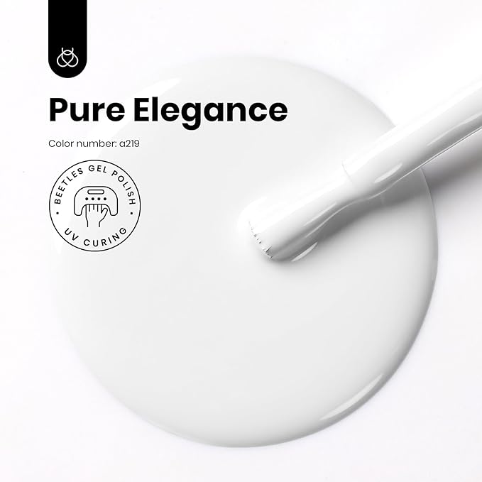 Beetles White Gel Nail Polish Color Gel Polish Soak Off UV LED Nail Lamp Home Salon DIY Design Art Manicure Gifts for Women 1Pcs 0.51Oz Colorful Bottle Pure Elegance