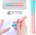Handheld UV Light for Gel Nails Pink Green Gradient Nail Lamp Portable Cordless Rechargeable Type-C Nail Dryer with Display for Fast Curing, DIY Nails Tool, for Home DIY & Nail Salon
