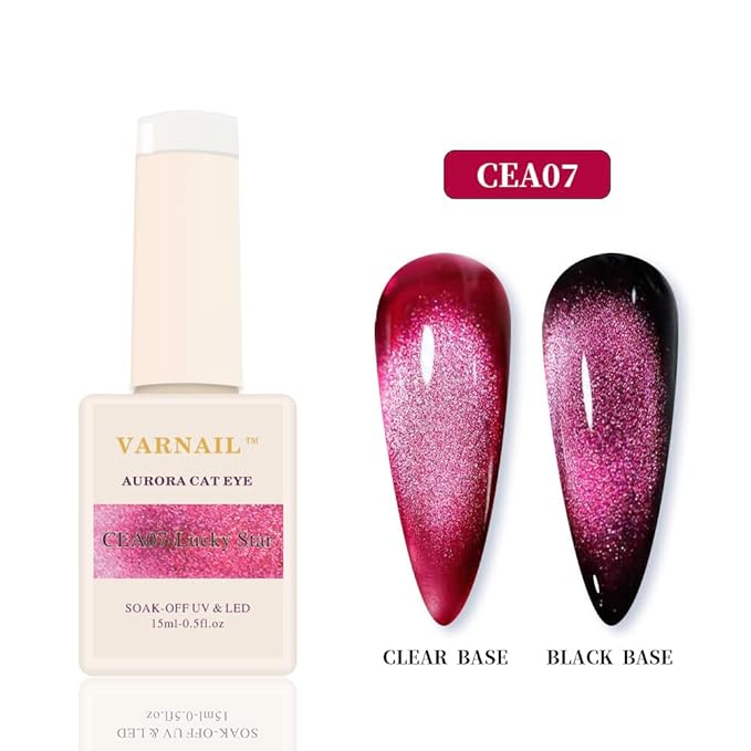 VARNAIL Aurora Cat Eye Gel Polish Set 6 Colors, 15ML Glitter 9D Clear Base Cat Eye Gel Polish with Magnet, Salon Quality Magnetic Soak off UV Gel Nail Polish Set