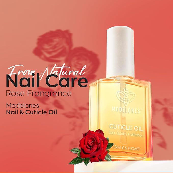 modelones Nail Strengthener Cuticle Oil for Nails Rose Nail Oil for Growth and Strength Nail Growth Oil Cuticle Care Quick Dry Nail Care Moisturize and Strengthen Damaged Nails 15ml 0.5Fl Oz