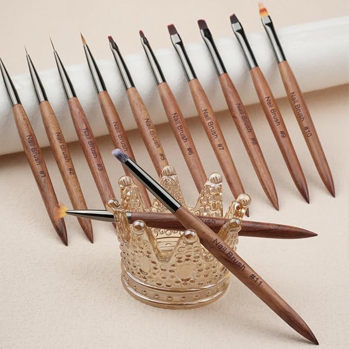 12PCS Nail Art Brushes, YIHUALE Nail Art Design Brushes for Gel Polish, Nail Art Liner Brushes Nail Polish Tool 3D Nail Art Decorations Brush for DIY Manicure Home Salon for Professionals (Yellow)
