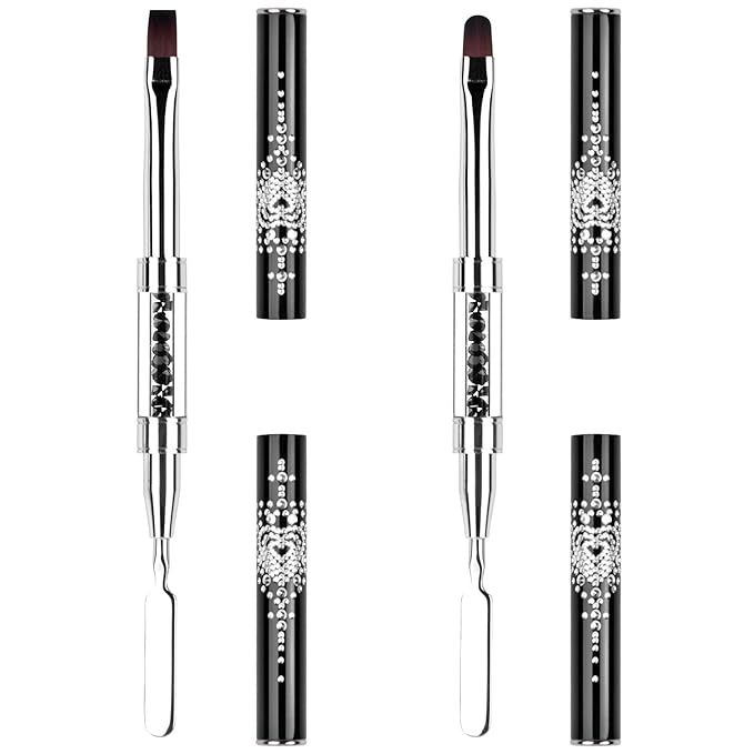2Pcs Polygel Nail Brush & Picker, Dual-ended Oval & Flat Gel Nail Brushes Polygel Slice Tool for PolyGel UV Builder Gel Nails Extension