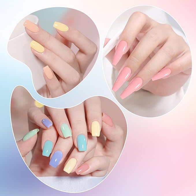 ADHERE 12 Colors Gel Nail Polish Set,12 ML Candy Colors UV Gel Polish Gel Nail Kit, Nude Pink Green Blue Purple Yellow Gel Nail Gifts for Women Girl DIY Salon Home Manicure