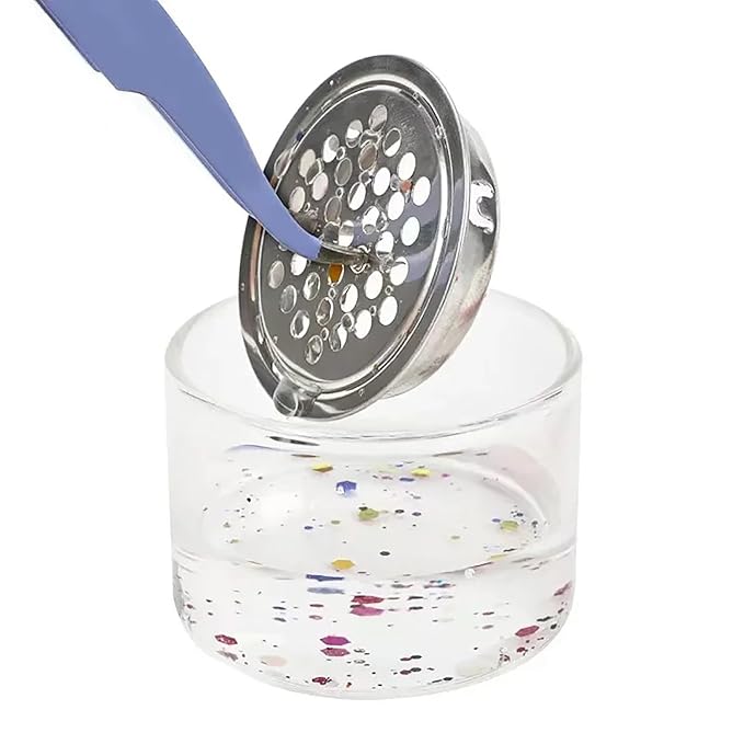 Nail Brushes Washing Cup, Dappen Dish with Lid & Mesh Layered Acrylic Nail Brush Cleaner Nail Art Brushes Washer for Nail Sequins Glitter Powder Manicure Brush Clean Cup Nail Tool