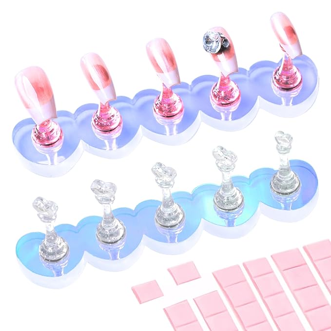 MAYEEN Nail Stand Press On Nails Upgraded Raised Nail Holder For Painting Nails Art Display Stand Practice Aurora Acrylic Fake Nail Holder Tips Home DIY Salon Supplies