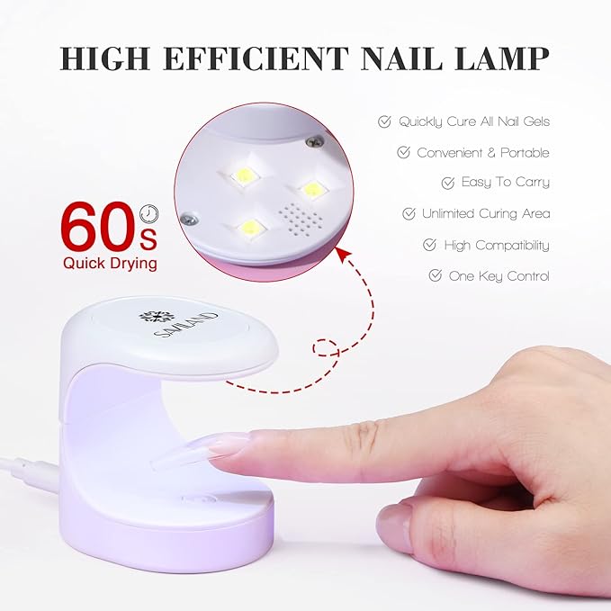 SAVILAND Nail Kit for Beginners: Nail Set Kit with Everyting Long Coffin Nail Tips with 4-in-1 Glue Gel and Nail Lamp U V Nail Light DIY Salon At Home Gift for Women Mincure Kit