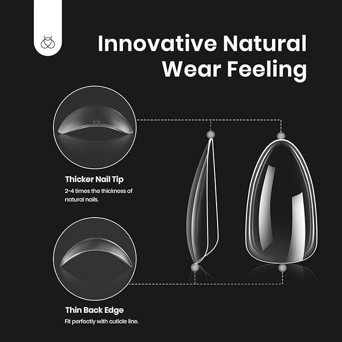 Beetles Gel Nail Kit, Short Almond Nail Tips Easy Extension Set 240 Pcs Pre Shaped Clear Full Cover Fake Nails Tips with 5 In 1 Nail Glue Uv Led Lamp DIY Manicure Gifts for Women